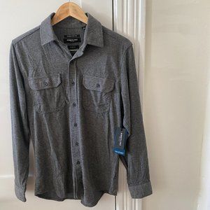 NWT Kenneth Cole Knit Charcoal Slim Fit Long Sleeve Shirt Size Small KG9E79CHA